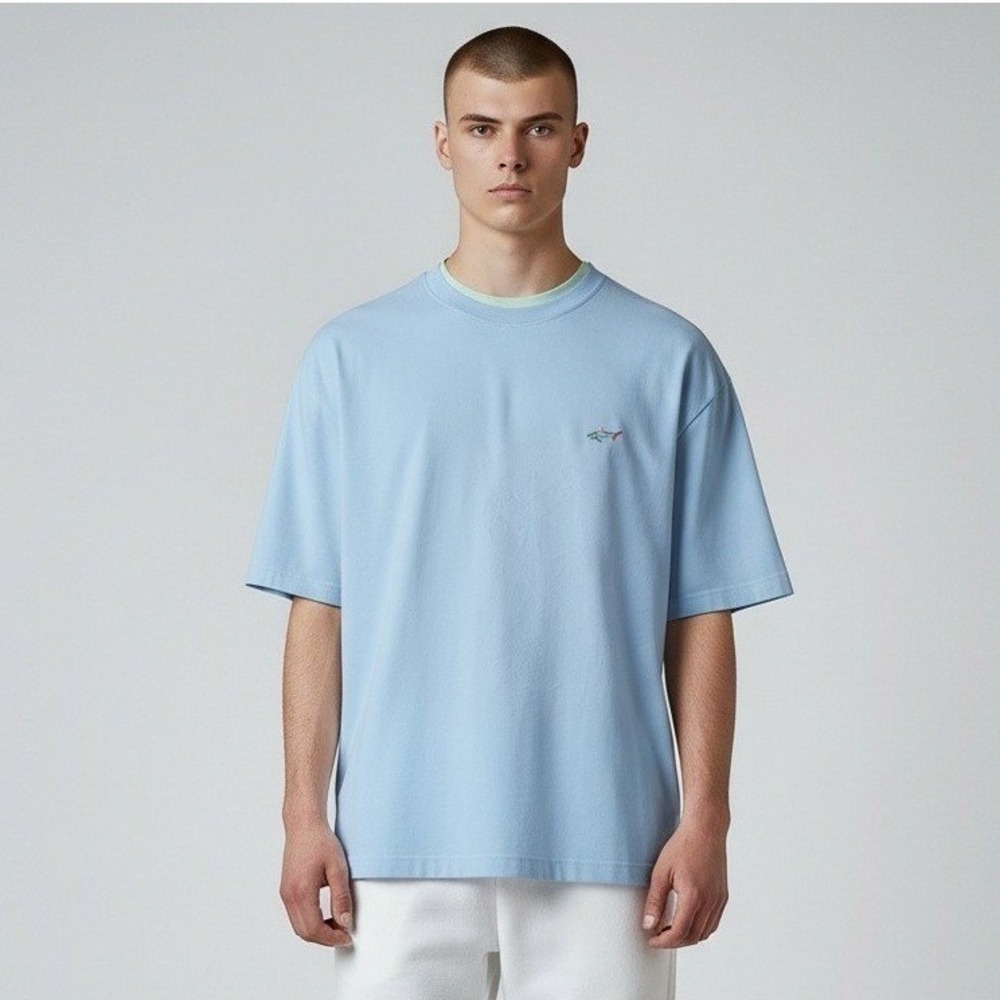 Greg Norman Mens Light Blue Short Sleeve Shark Logo T-Shirt XXXL Relaxed Fit